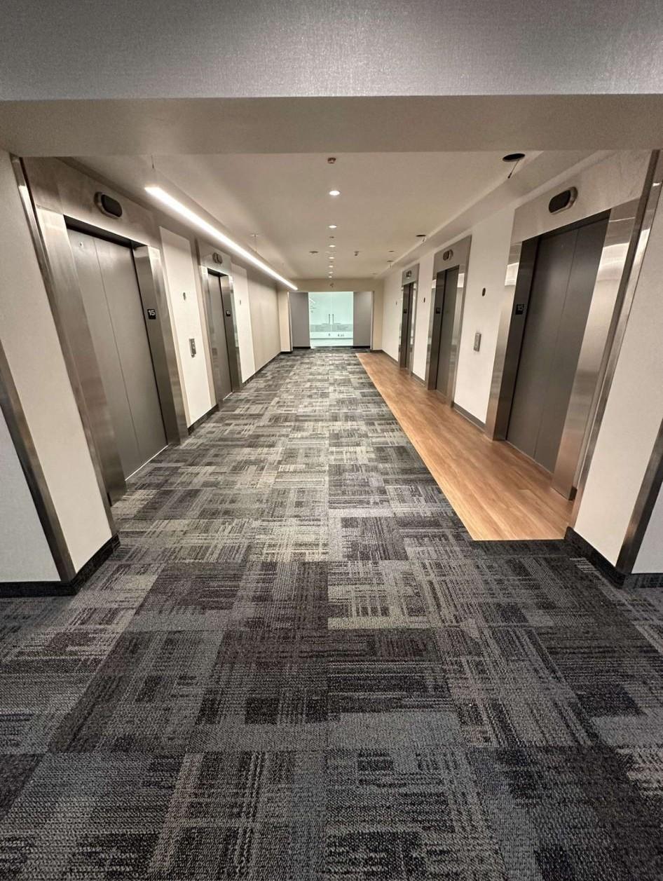 Commercial elevator lobby carpet tile flooring in Toronto